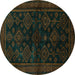 Round Machine Washable Persian Turquoise Traditional Area Rugs, wshtr1416turq