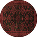 Round Persian Brown Traditional Rug, tr1416brn