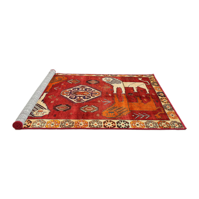 Sideview of Machine Washable Traditional Red Rug, wshtr1417