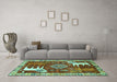 Machine Washable Animal Turquoise Traditional Area Rugs in a Living Room,, wshtr1417turq