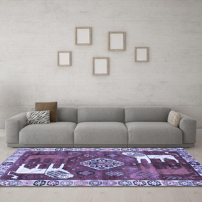 Machine Washable Animal Blue Traditional Rug in a Living Room, wshtr1417blu