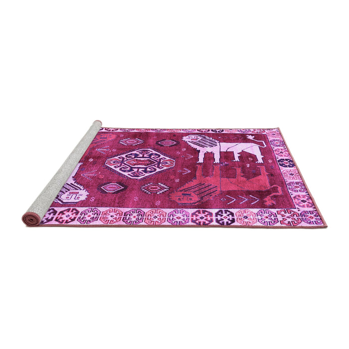 Sideview of Machine Washable Animal Purple Traditional Area Rugs, wshtr1417pur