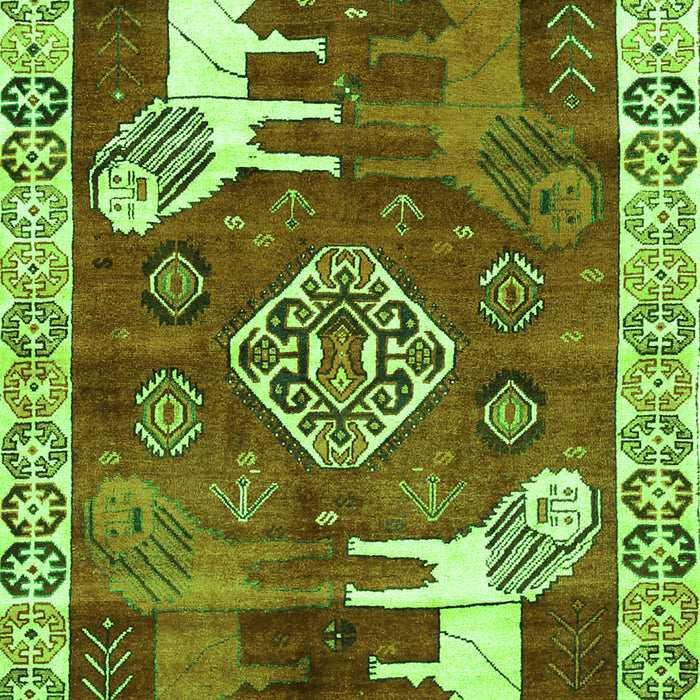 Serging Thickness of Machine Washable Animal Green Traditional Area Rugs, wshtr1417grn