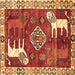 Square Animal Brown Traditional Rug, tr1417brn