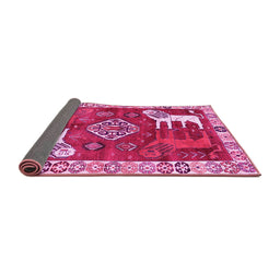 Sideview of Animal Pink Traditional Rug, tr1417pnk