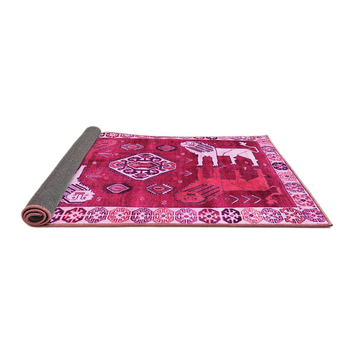 Sideview of Animal Pink Traditional Rug, tr1417pnk