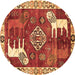 Round Animal Brown Traditional Rug, tr1417brn