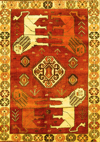 Animal Yellow Traditional Rug, tr1417yw