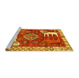 Sideview of Machine Washable Animal Yellow Traditional Rug, wshtr1417yw