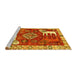 Sideview of Machine Washable Animal Yellow Traditional Rug, wshtr1417yw