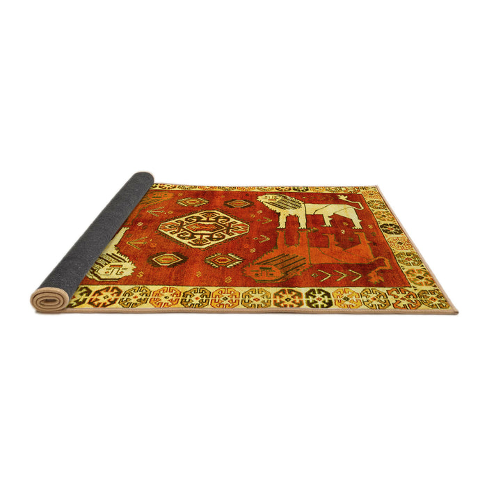 Sideview of Animal Yellow Traditional Rug, tr1417yw