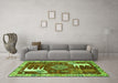 Machine Washable Animal Green Traditional Area Rugs in a Living Room,, wshtr1417grn