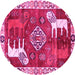 Round Animal Pink Traditional Rug, tr1417pnk