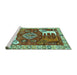 Sideview of Machine Washable Animal Turquoise Traditional Area Rugs, wshtr1417turq