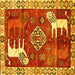 Square Animal Yellow Traditional Rug, tr1417yw