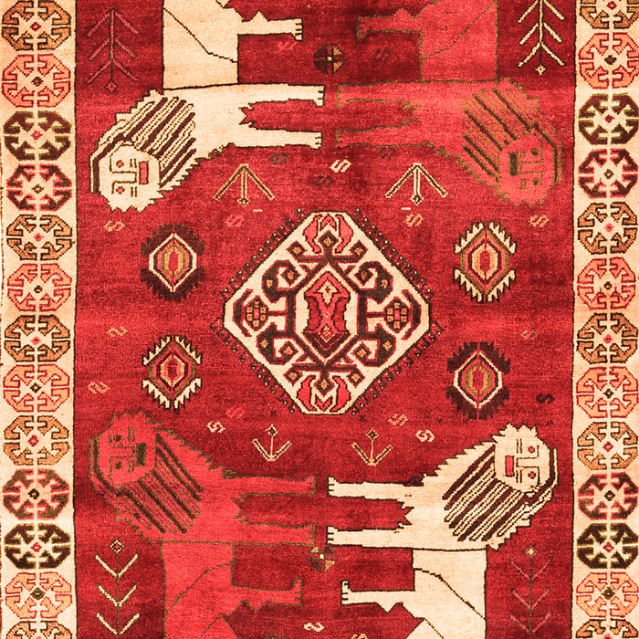 Serging Thickness of Machine Washable Animal Orange Traditional Area Rugs, wshtr1417org