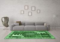 Machine Washable Animal Emerald Green Traditional Rug, wshtr1417emgrn