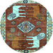 Round Animal Light Blue Traditional Rug, tr1417lblu