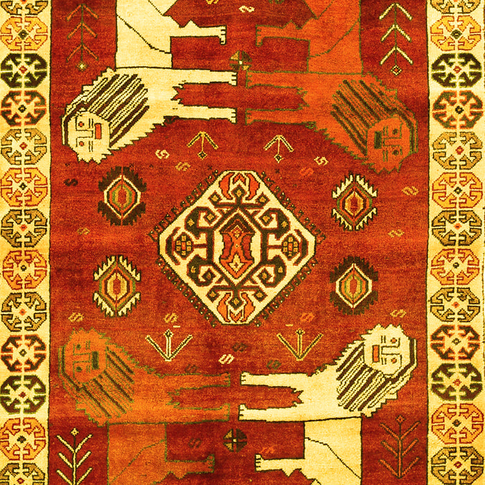 Machine Washable Animal Yellow Traditional Rug, wshtr1417yw