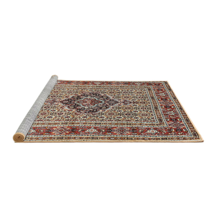Sideview of Machine Washable Traditional Tan Brown Rug, wshtr1418