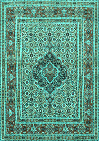 Medallion Turquoise Traditional Rug, tr1418turq