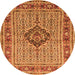 Machine Washable Medallion Orange Traditional Area Rugs, wshtr1418org