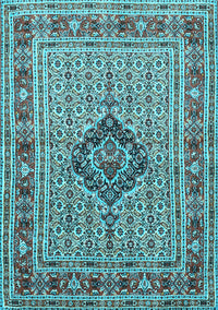 Medallion Light Blue Traditional Rug, tr1418lblu