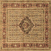 Square Medallion Brown Traditional Rug, tr1418brn