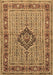 Machine Washable Medallion Brown Traditional Rug, wshtr1418brn