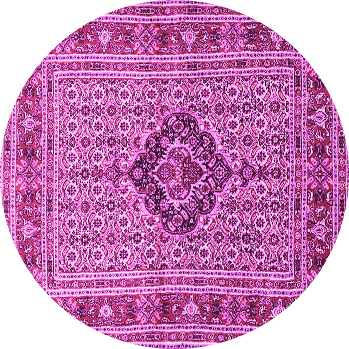 Round Machine Washable Medallion Pink Traditional Rug, wshtr1418pnk
