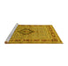 Sideview of Machine Washable Medallion Yellow Traditional Rug, wshtr1418yw