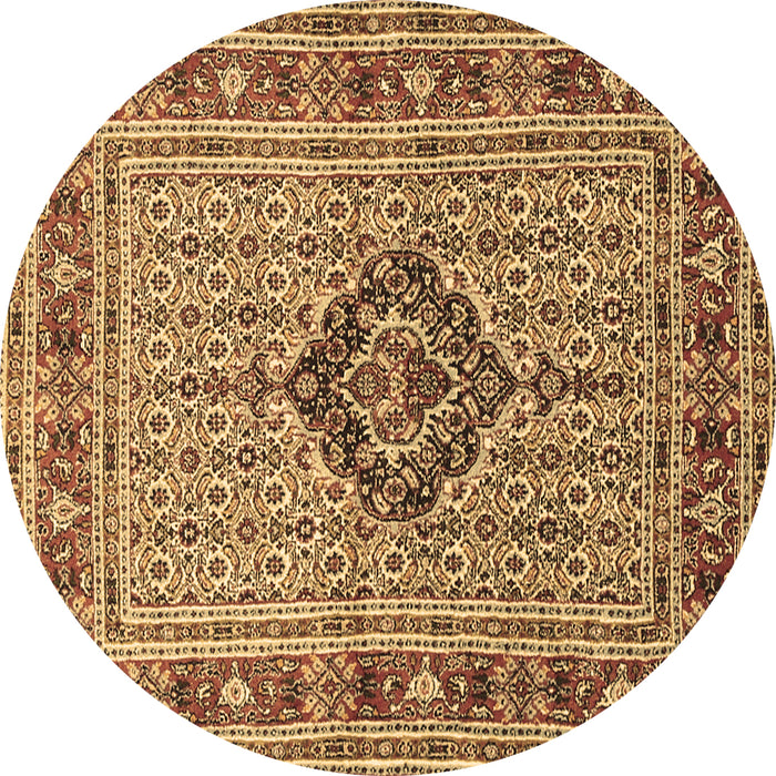 Round Machine Washable Medallion Brown Traditional Rug, wshtr1418brn