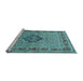 Sideview of Machine Washable Medallion Light Blue Traditional Rug, wshtr1418lblu