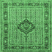 Square Medallion Emerald Green Traditional Rug, tr1418emgrn