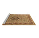 Sideview of Machine Washable Medallion Brown Traditional Rug, wshtr1418brn