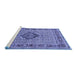 Sideview of Machine Washable Medallion Blue Traditional Rug, wshtr1418blu