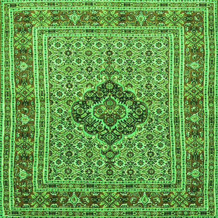 Round Machine Washable Medallion Green Traditional Area Rugs, wshtr1418grn
