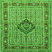 Round Machine Washable Medallion Green Traditional Area Rugs, wshtr1418grn