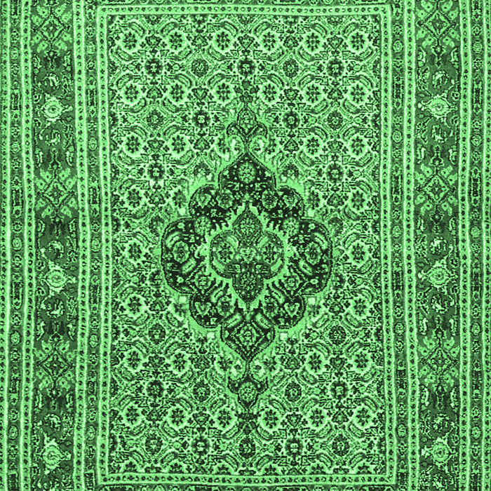 Machine Washable Medallion Emerald Green Traditional Area Rugs, wshtr1418emgrn