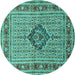 Round Medallion Turquoise Traditional Rug, tr1418turq