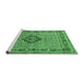 Sideview of Machine Washable Medallion Emerald Green Traditional Area Rugs, wshtr1418emgrn