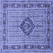 Square Medallion Blue Traditional Rug, tr1418blu