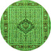 Machine Washable Medallion Green Traditional Area Rugs, wshtr1418grn