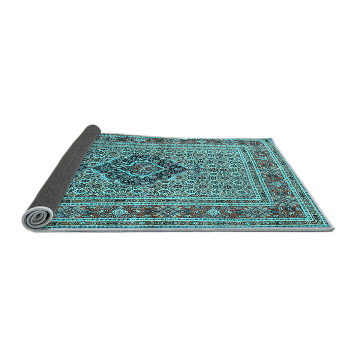 Sideview of Medallion Light Blue Traditional Rug, tr1418lblu