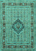 Machine Washable Medallion Turquoise Traditional Area Rugs, wshtr1418turq