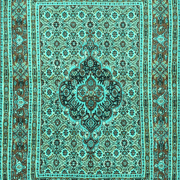 Machine Washable Medallion Turquoise Traditional Area Rugs, wshtr1418turq