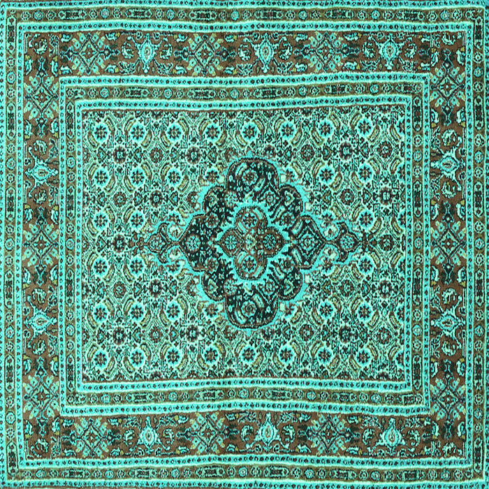 Square Machine Washable Medallion Turquoise Traditional Area Rugs, wshtr1418turq