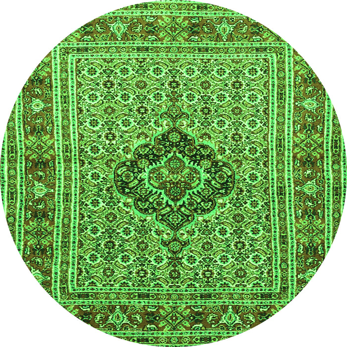 Square Medallion Green Traditional Rug, tr1418grn