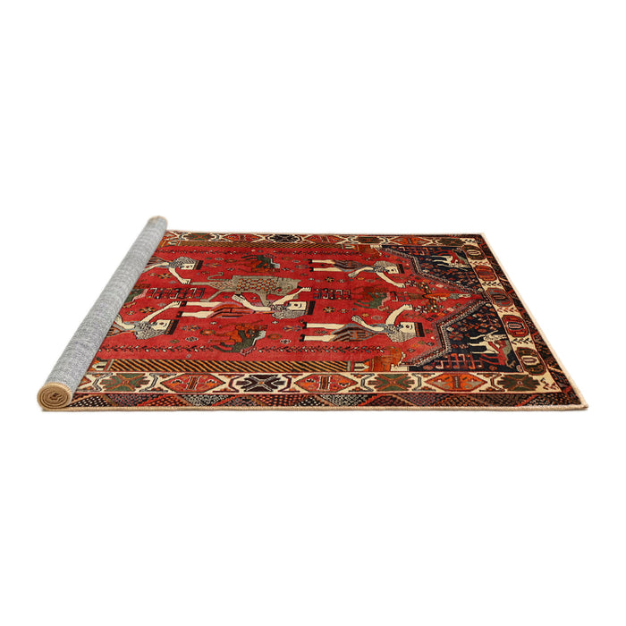 Sideview of Machine Washable Traditional Tomato Red Rug, wshtr1419