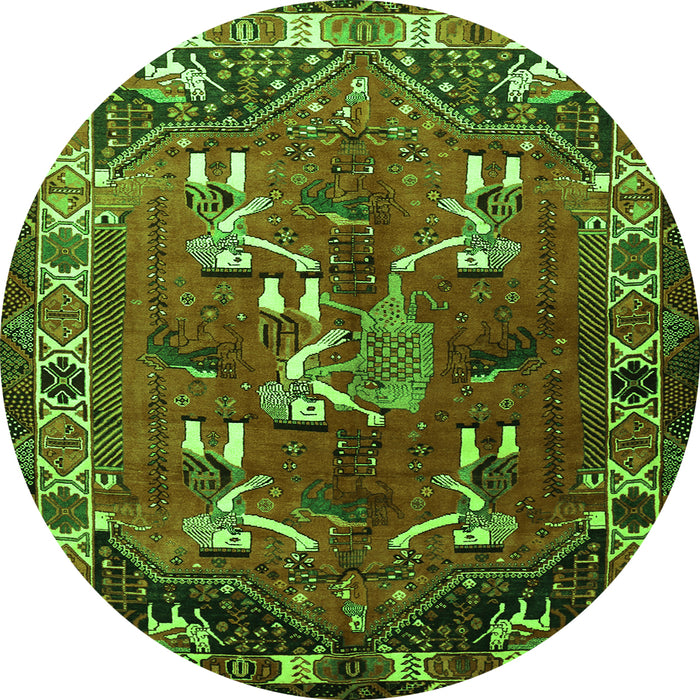Square Persian Green Traditional Rug, tr1419grn